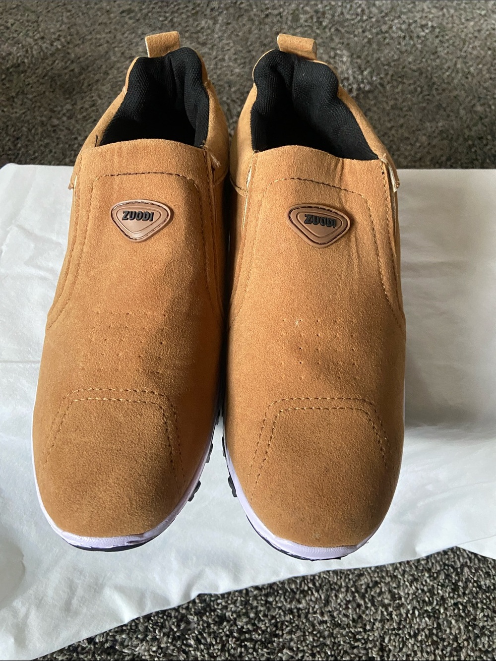 Casual Men's Slip-On Sneakers in Tan Suede